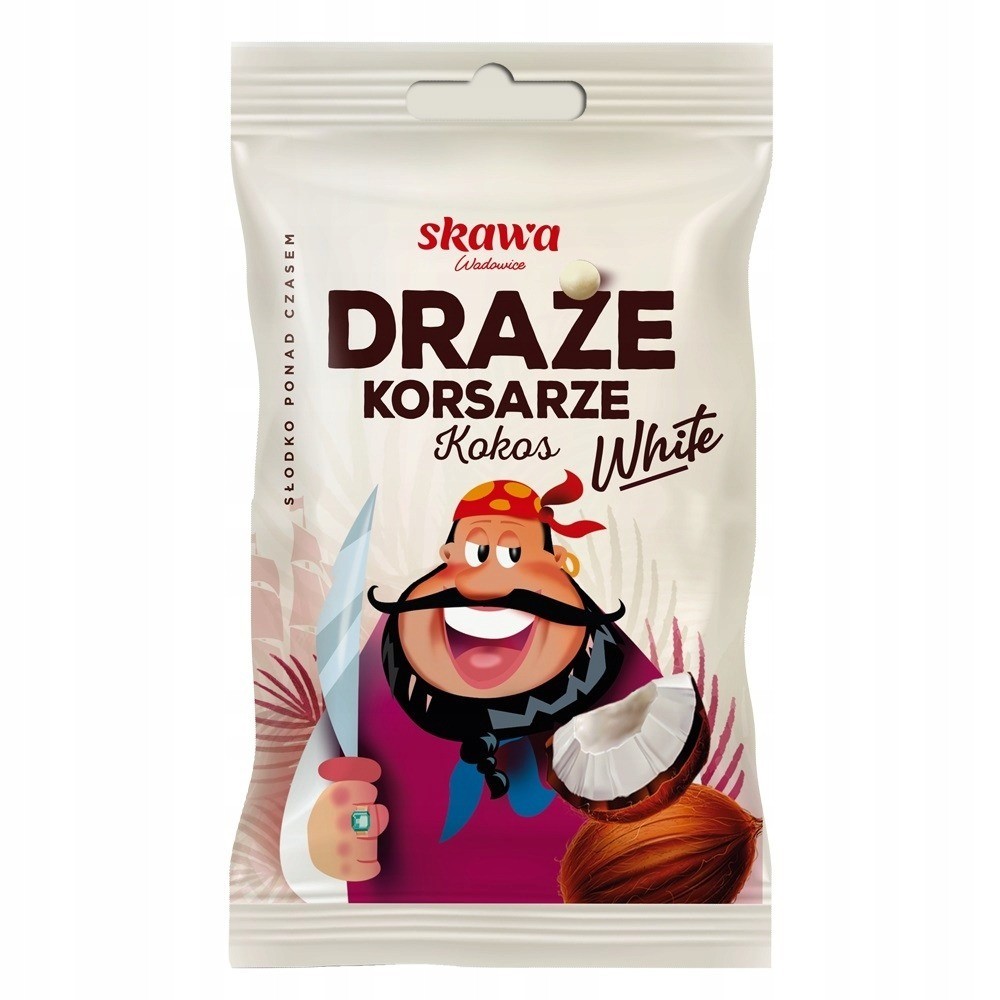 6x White KORSARZ PIRATE Retro Chocolate Covered Dragee With Coconut Cream 70g