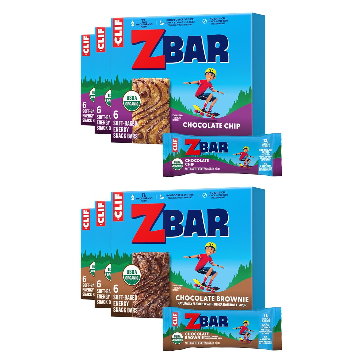 Zbar – Chocolate Chip and Chocolate Brownie – Variety Pack – Soft Baked Whole Gr