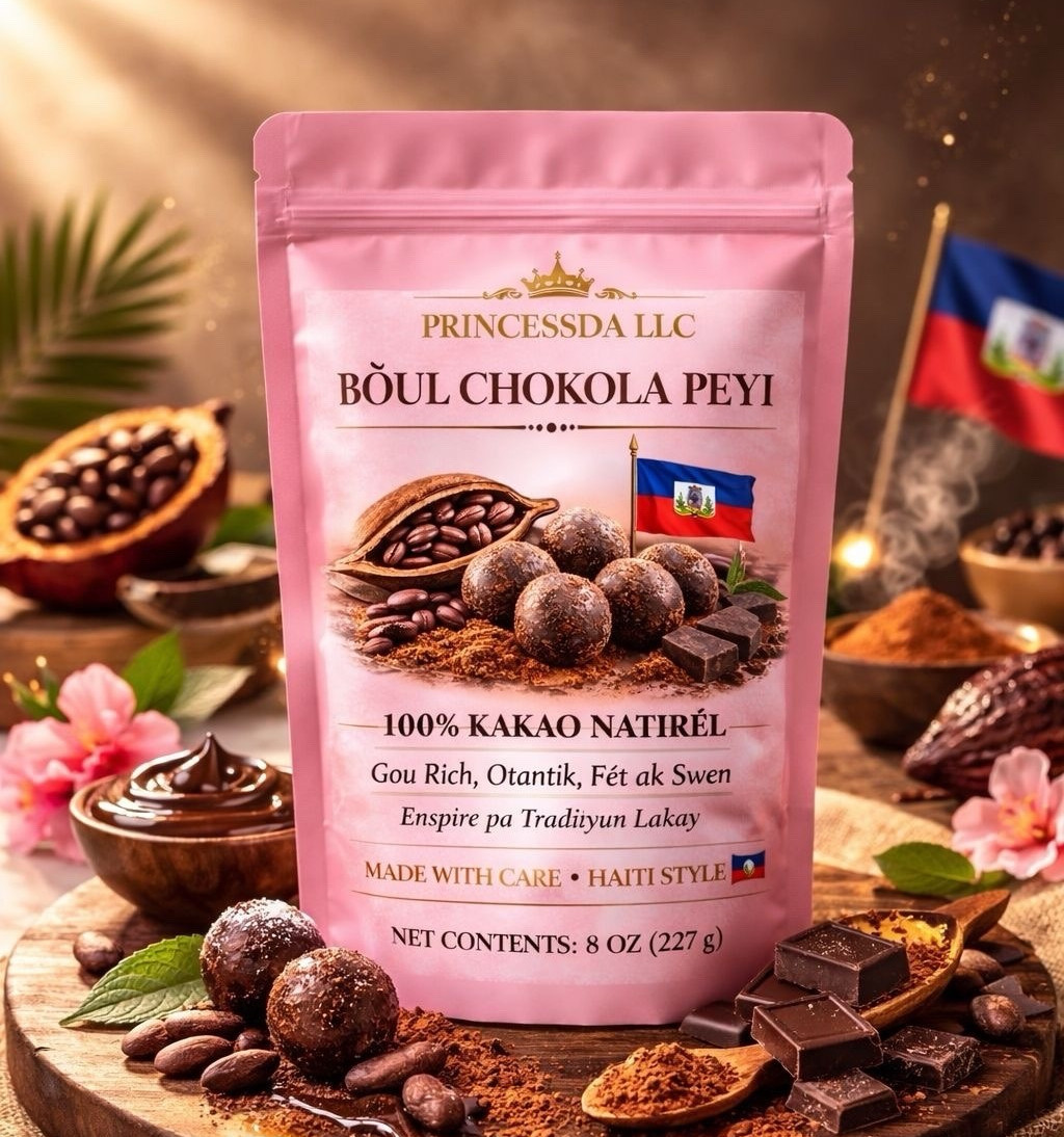 PRINCESSDA LLC Boul Chokola Peyi 100% Natural Cacao Balls Bag 8 oz Haiti