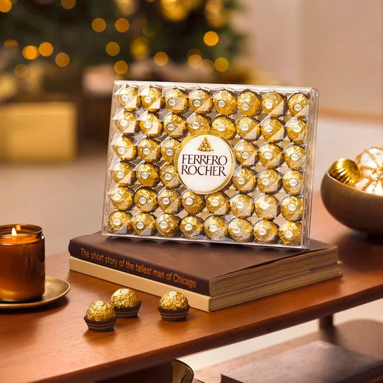 FERRERO ROCHER FINE HAZELNUT CHOCOLATES, GIFT BOX 48 PIECES, 21.2 OZ/ 600G