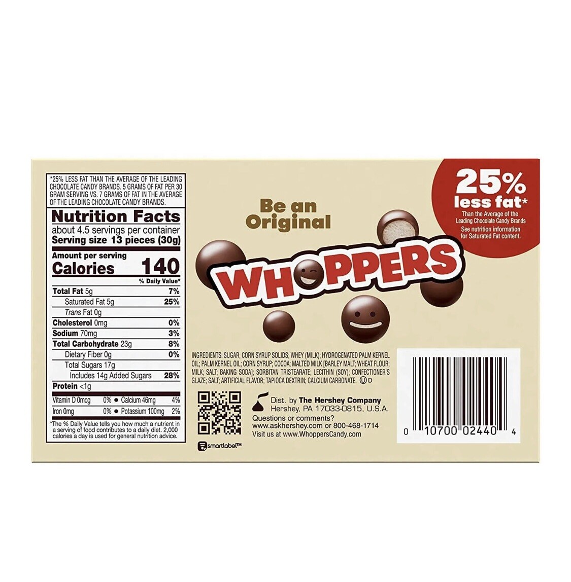 WHOPPERS Chocolate Malted Milk Balls Candy, 5 Ounce [4 Boxes]