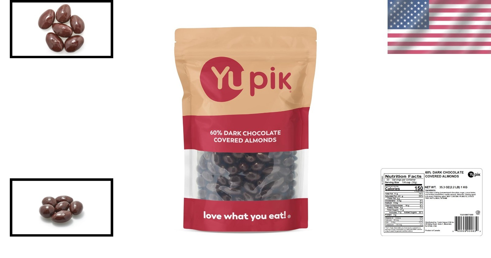 Dark Chocolate Almonds, Whole Nuts, 35.2 oz