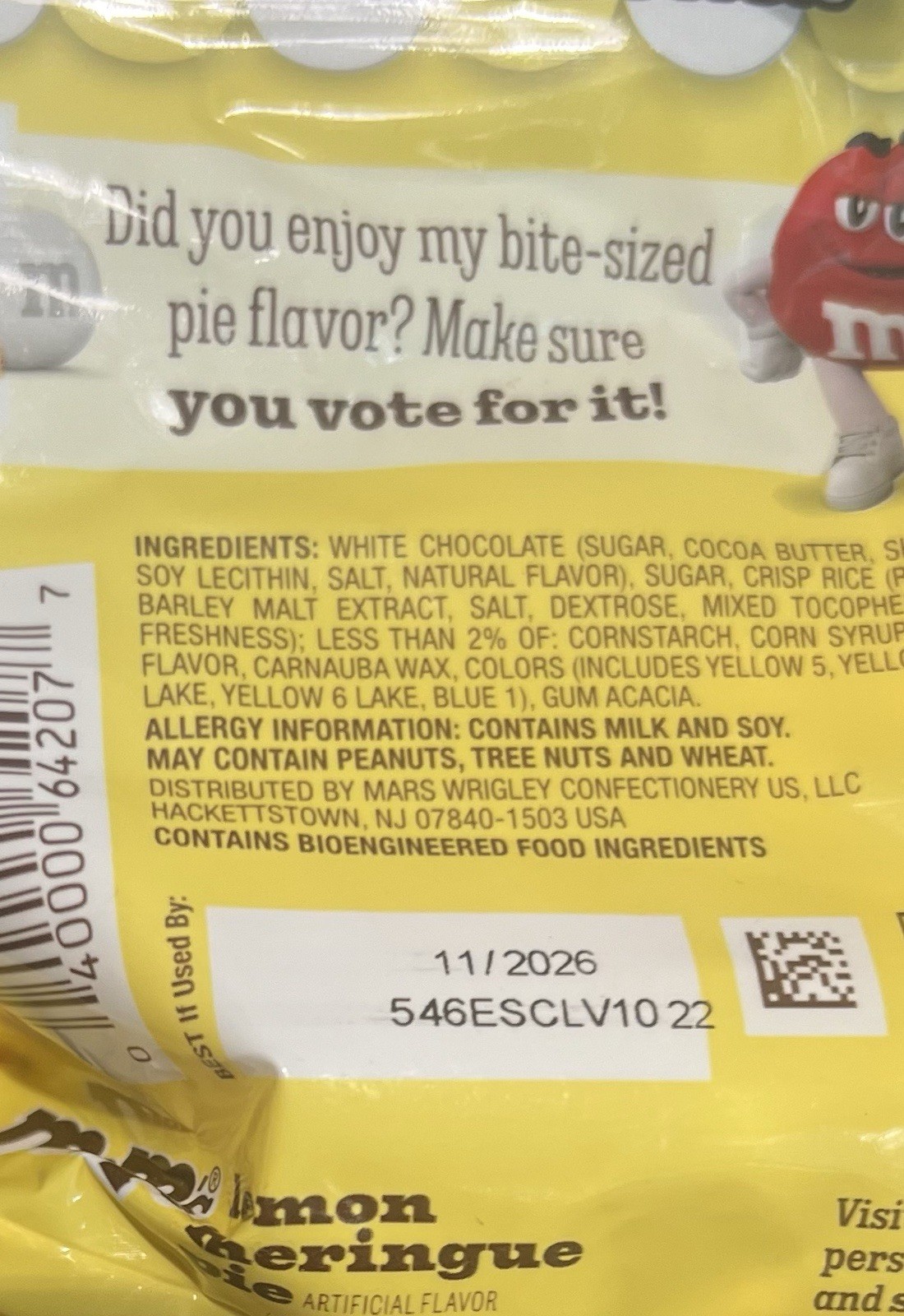 BAKERY COLLECTION M&Ms LEMON MERINGUE PIE 7.4oz bag lot of 2
