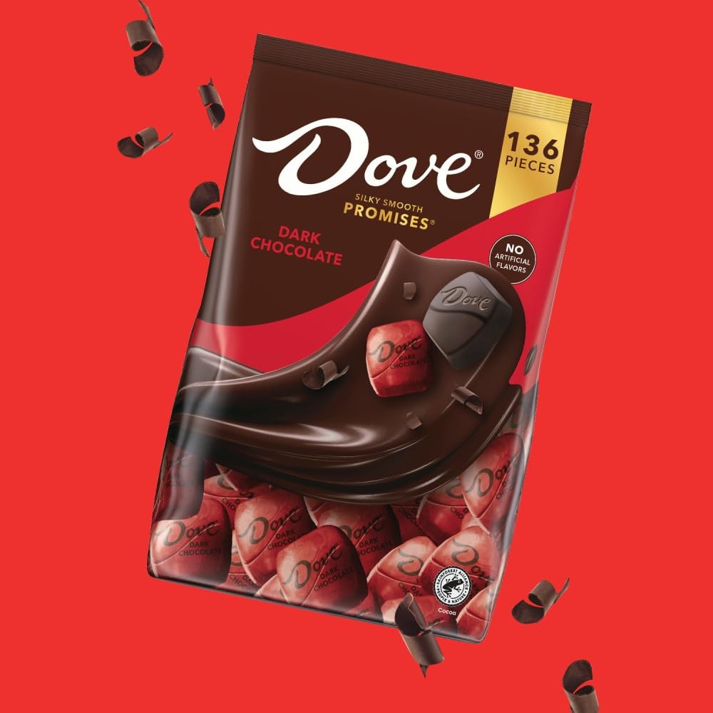 DOVE PROMISES Dark Chocolate Candy, 136 Count (Pack of 1),