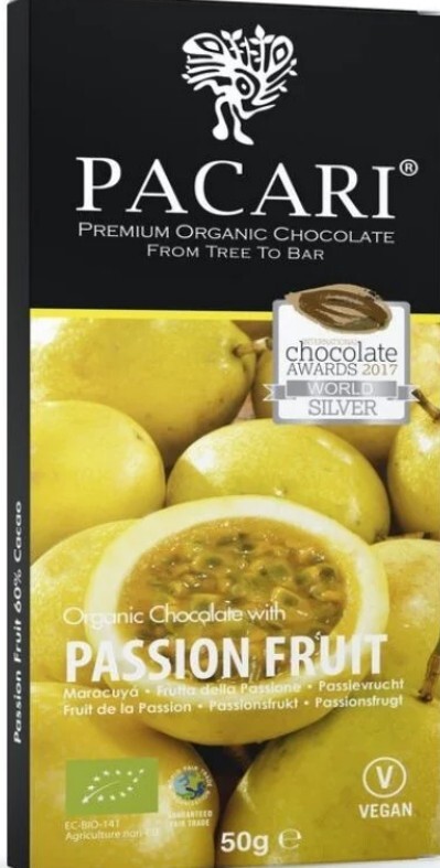 Pacari Passion Fruit Chocolate Bar – 1.76 oz. – 50 g.