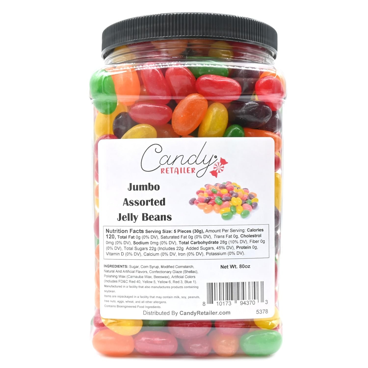 Candy Retailer Assorted Jumbo Jelly Beans 5 Lb Jar – Free Shipping!
