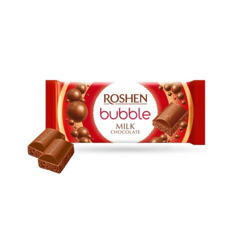 2PCS Ukrainian Sweets ROSHEN Milk Bubble Aerated Chocolate Bars 80g / 2.82oz