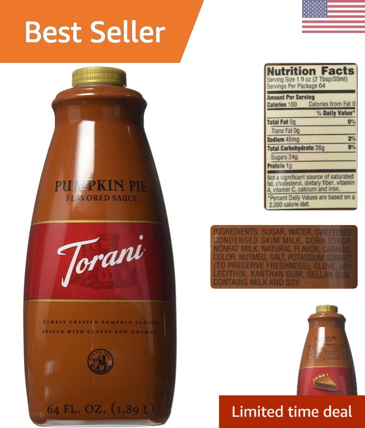 Versatile 64 Fl Oz Torani Pumpkin Pie Sauce – Perfect for Desserts & Drinks
