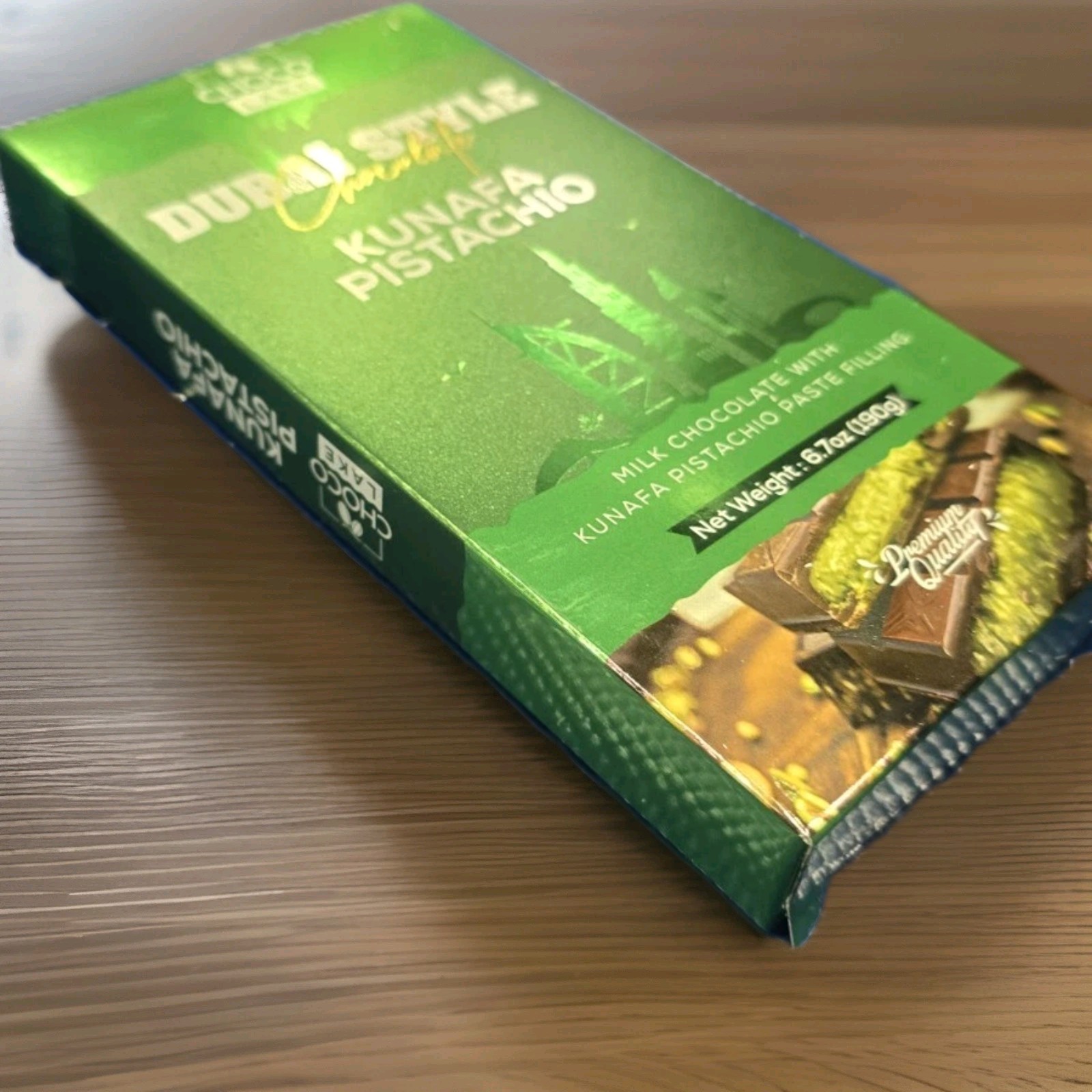 Choco Lake Dubai Style Kunafa Pistachio Milk Chocolate Bar 190g