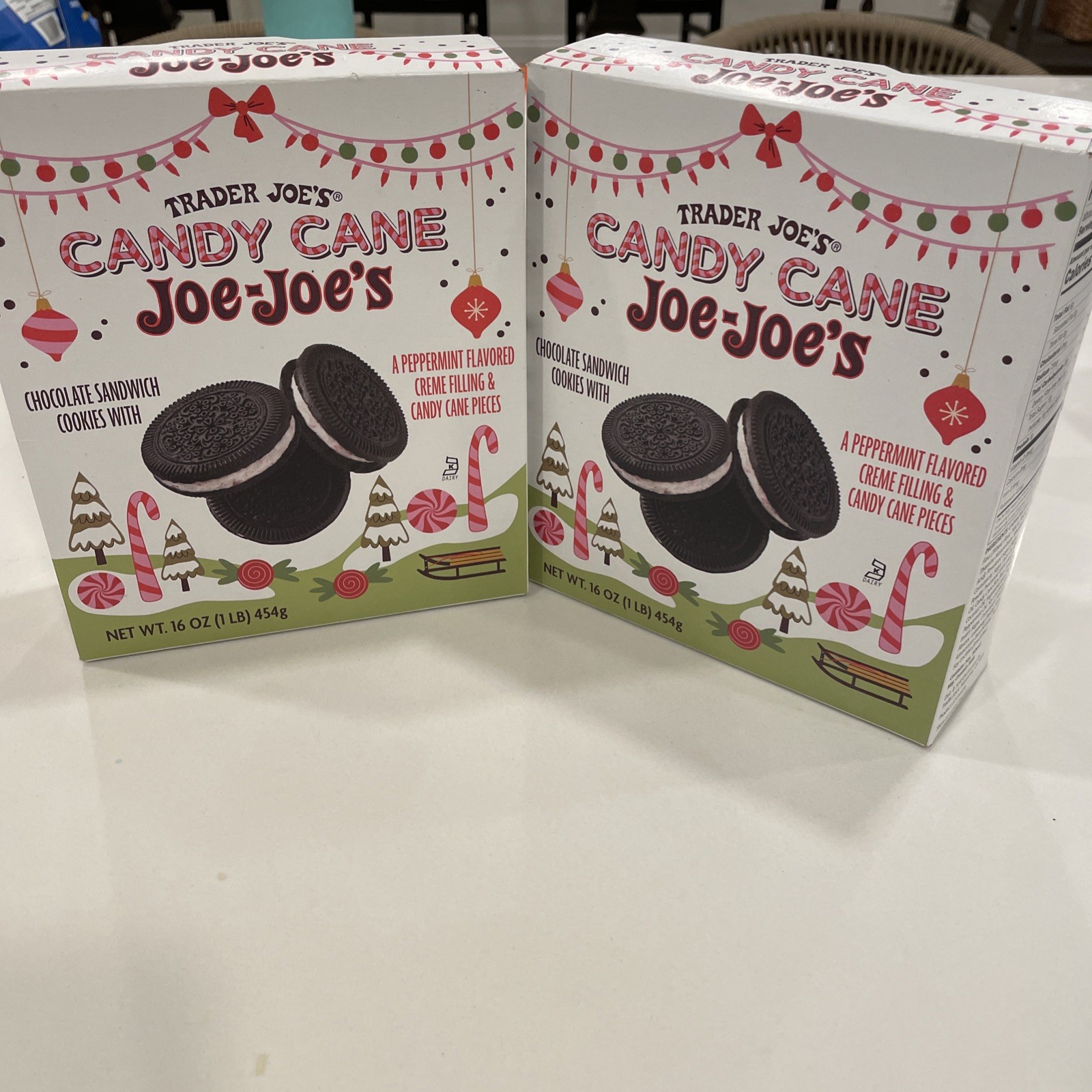 2 boxes of Trader Joe’s candy cane joe joes