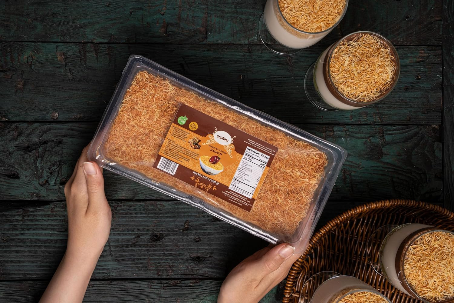 Baked Kadayif Shredded 200G (7.1 Oz), Roasted Kataifi Shredded Fillo Dough for D