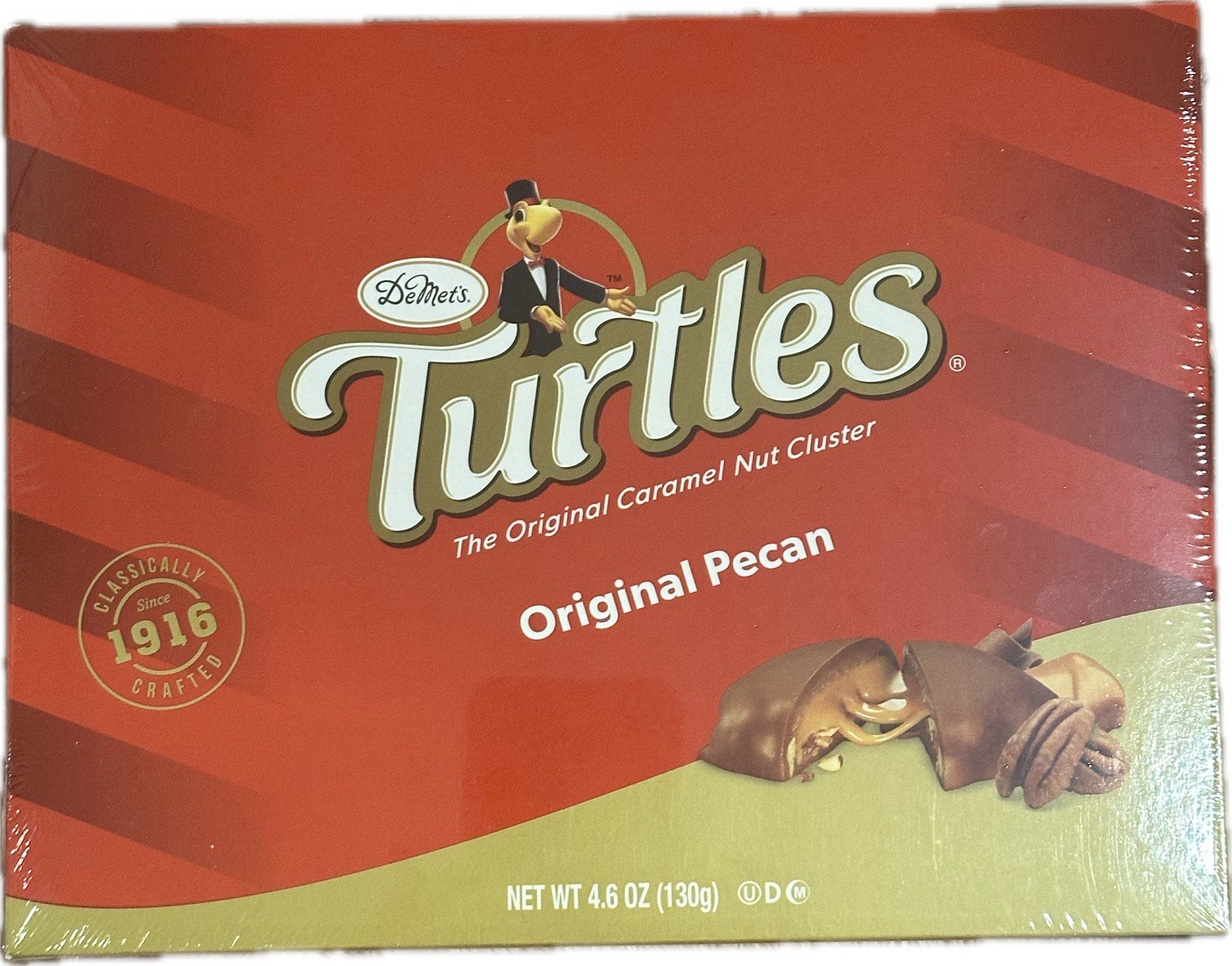 DeMet’s Turtle Original Pecan Caramel Nut Cluster 4.6 Oz 8 P/Box FRESH