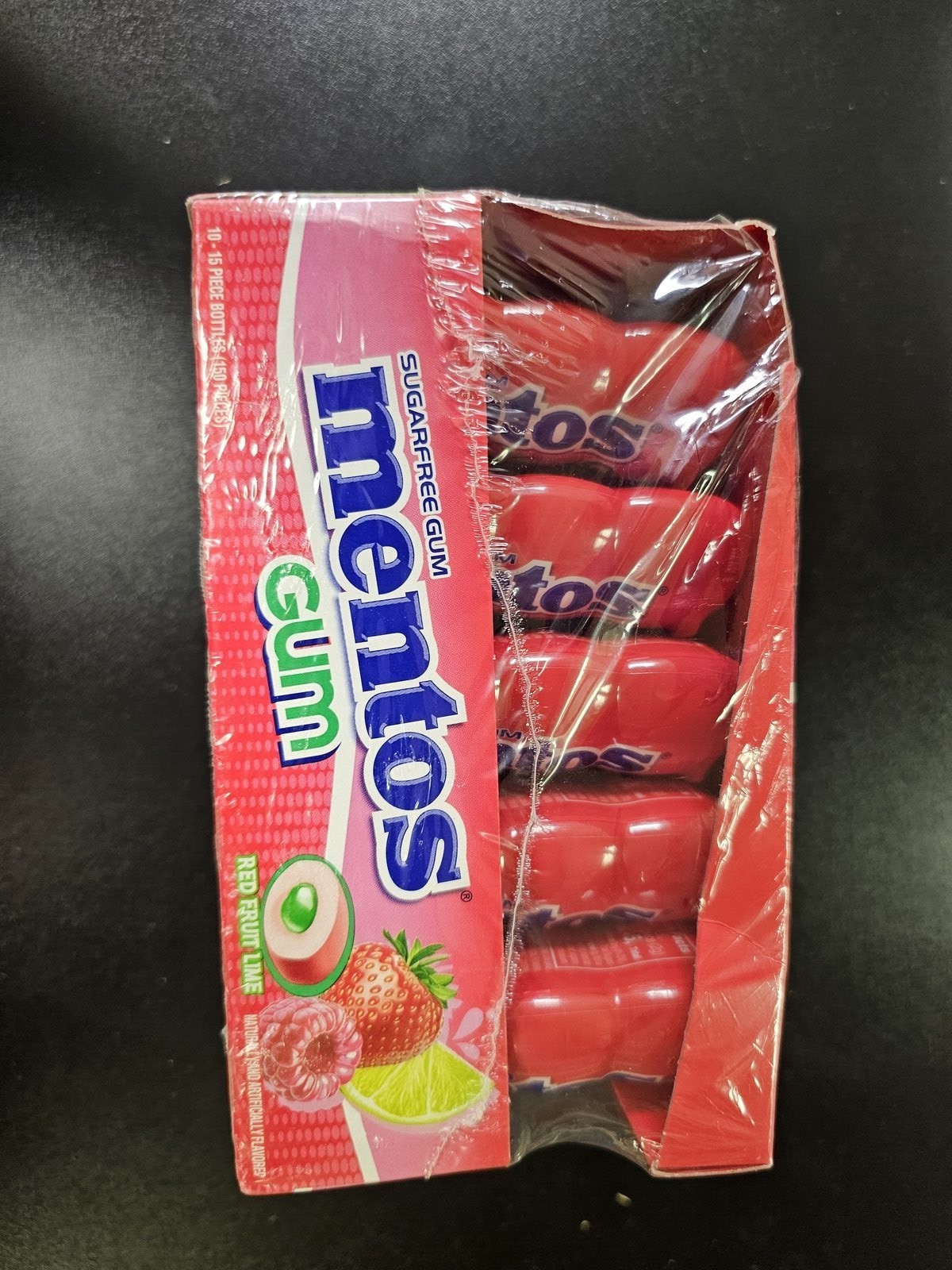 Mentos Red Fruit Lime Sugar Free Gum 10 Pieces NEW Sealed