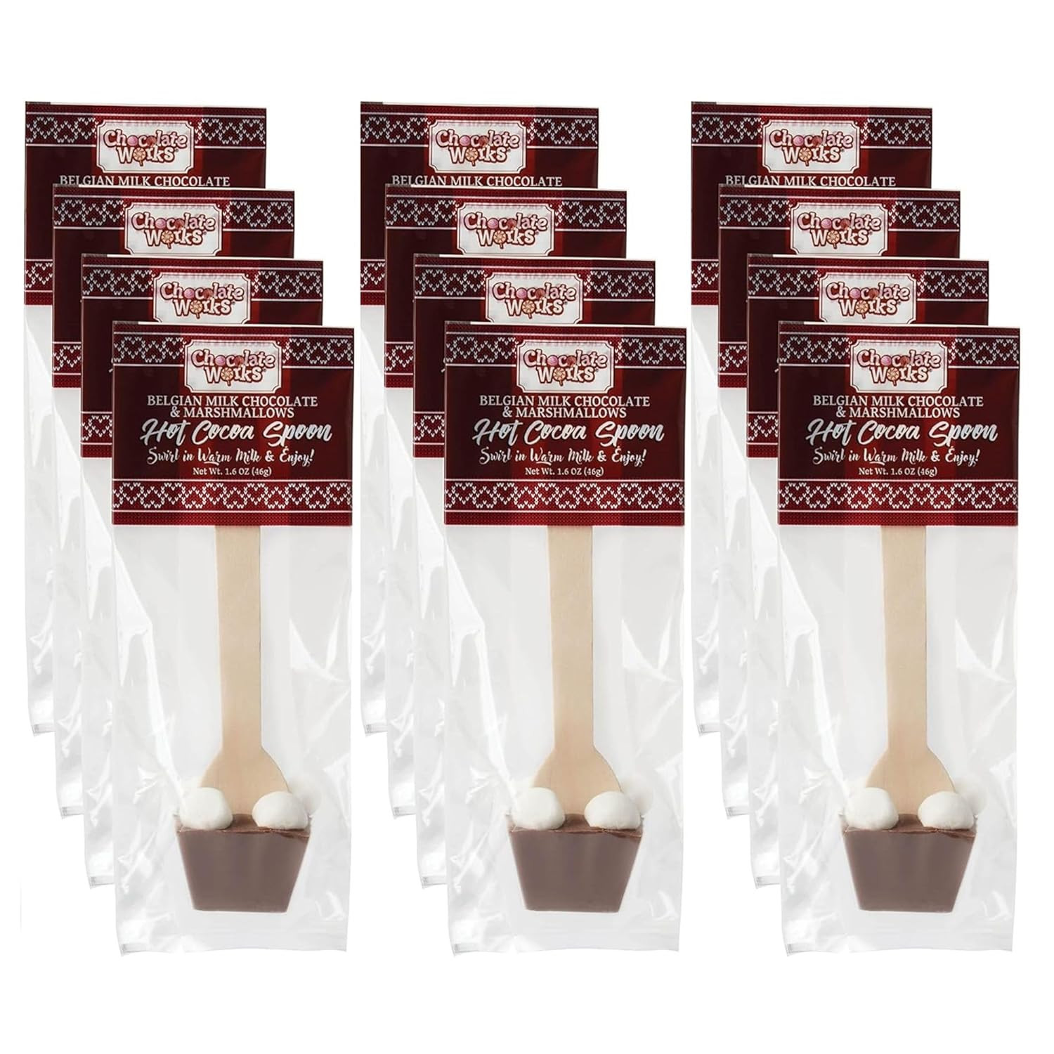 Hot Chocolate Spoons Milk Chocolate Marshmallow Stir Sticks 12 Pack – US