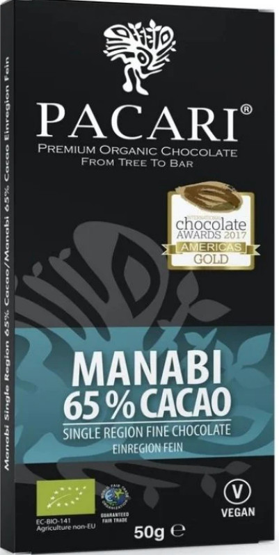 Pacari Manabi 65% Cacao Chocolate Bar – 1.76 oz. – 50 g.