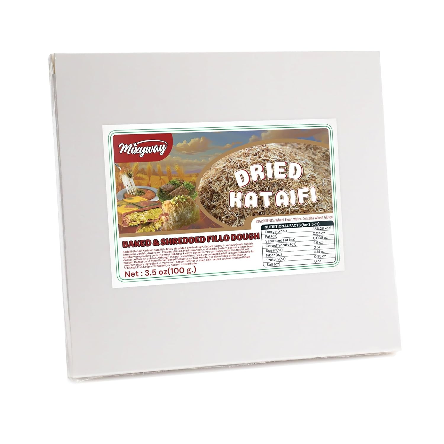 Toasted Kataifi Pastry -Baked & Roasted Shredded Fillo Dough 3.5 Oz