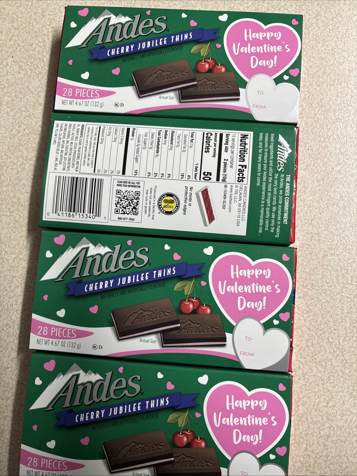 Andes Cherry Jubilee Thins – 3 Boxes (84 Pieces) – Real Cherries – Delicious!