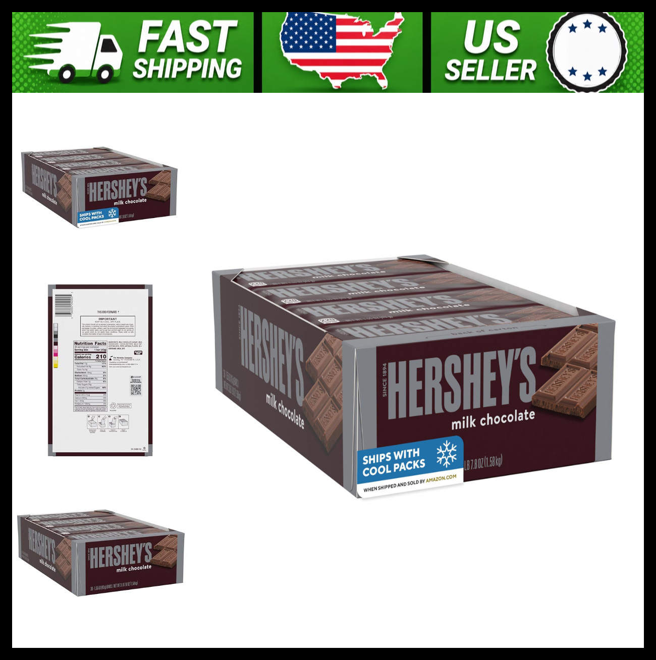 HERSHEY’S Milk Chocolate Candy Bars 1.55 oz 36 Count