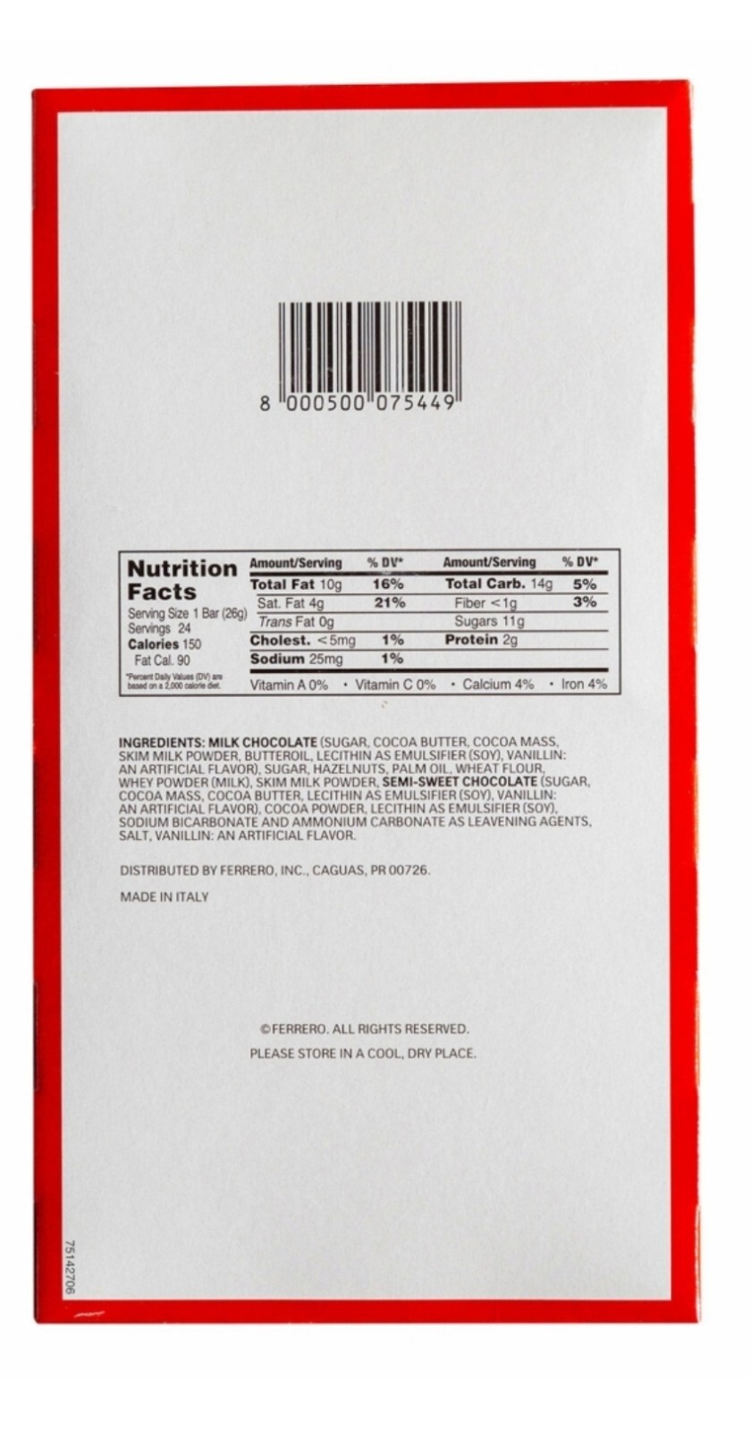 24 Bars Pk- FERRERO Duplo Hazelnut Chocolate Bars Snack Free Fast Shipping!