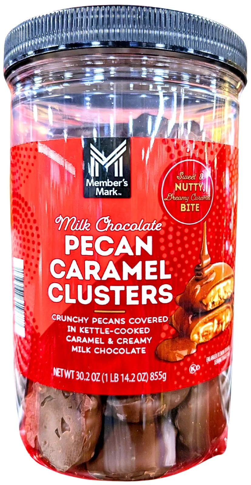 Member’s Mark Milk Chocolate Pecan Caramel Clusters 30.2 Oz EXP 10/2026
