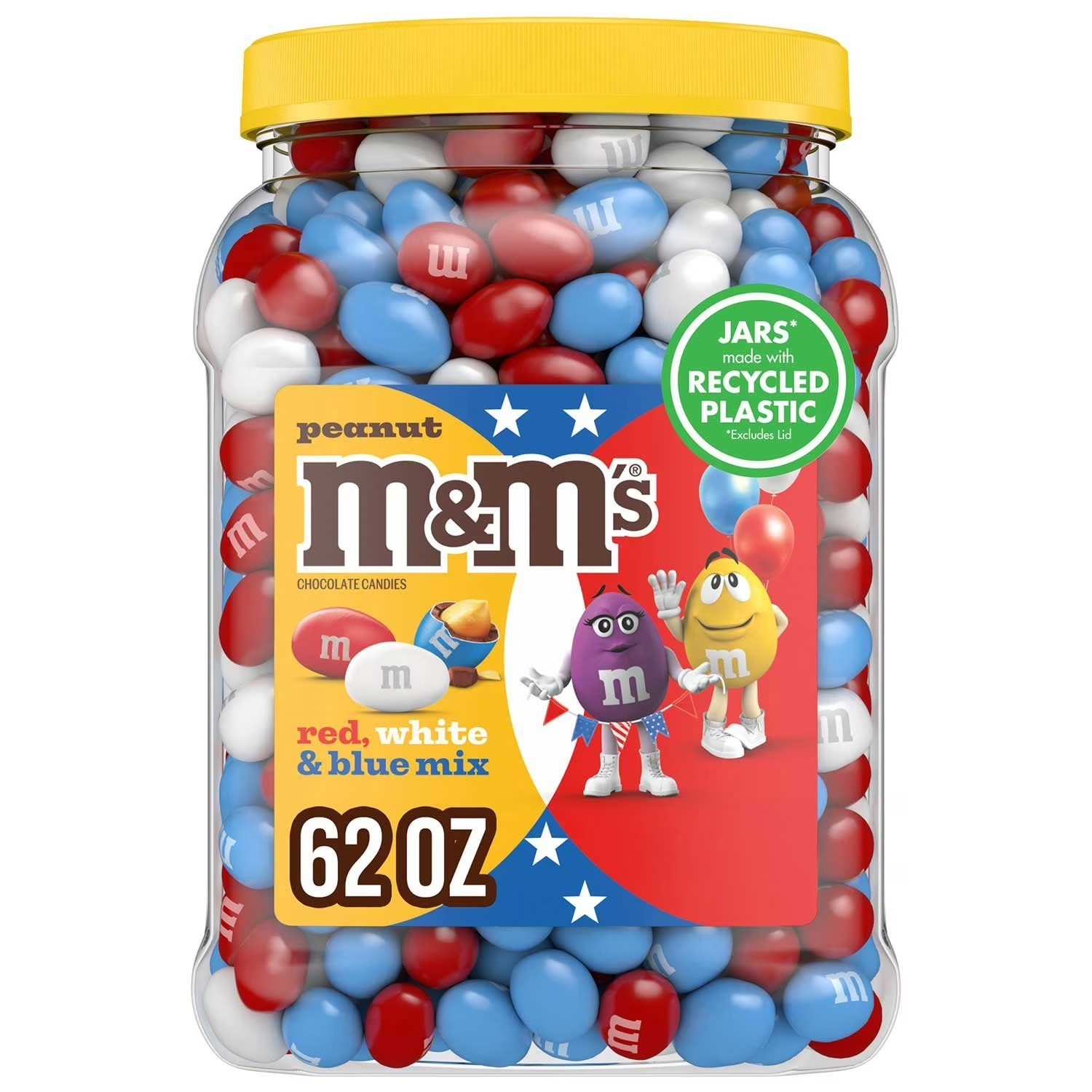 M&M’S Red, White & Blue Peanut Milk Chocolate Candy, 62 oz.