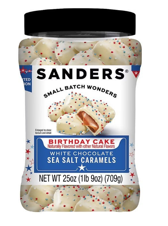 Sanders White Chocolate Red, White, and Blue Sea Salt Caramels, 25 oz. Free Ship