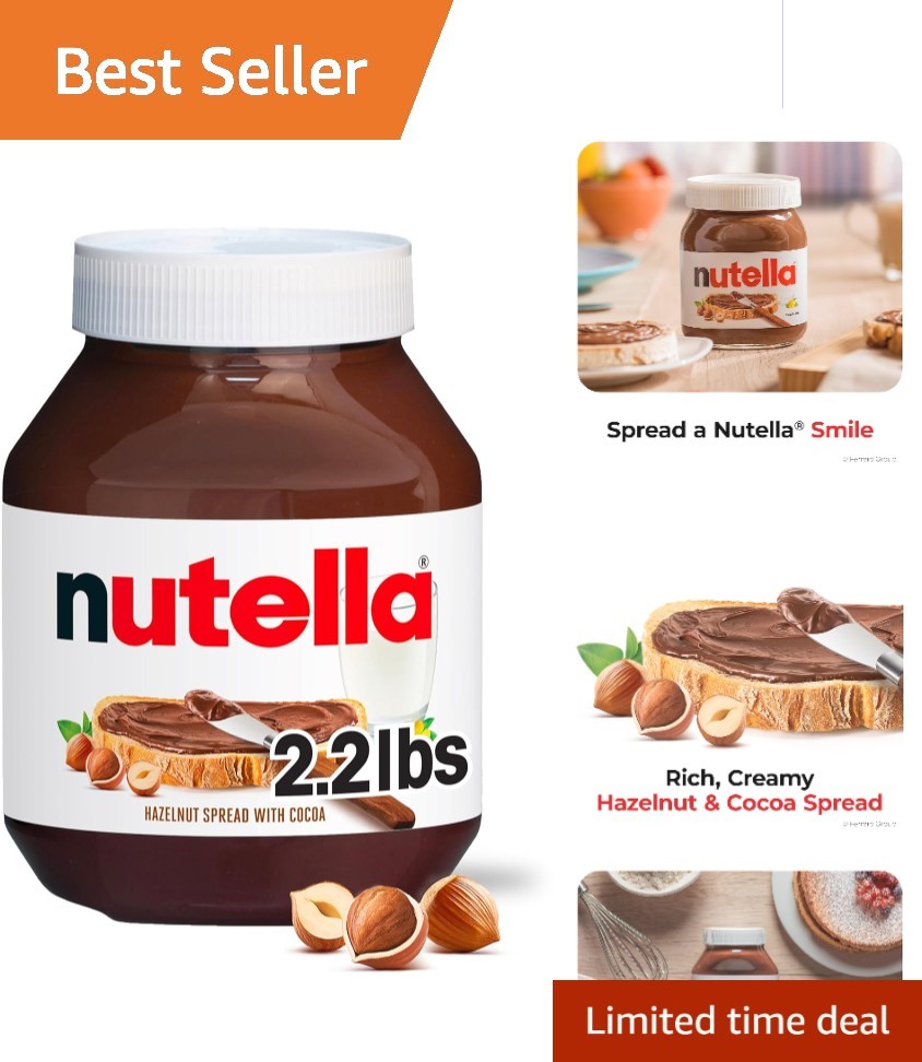 Luxury Hazelnut Cocoa Spread, 35.3 oz Jar – Perfect for Pancakes and More