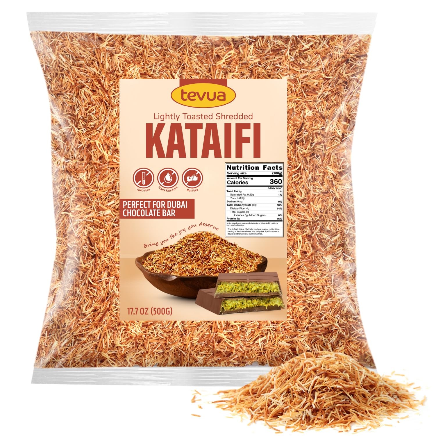 Lightly Toasted Kataifi for of Dubai Chocolate Filling, 17.7oz (500g) Pack of…