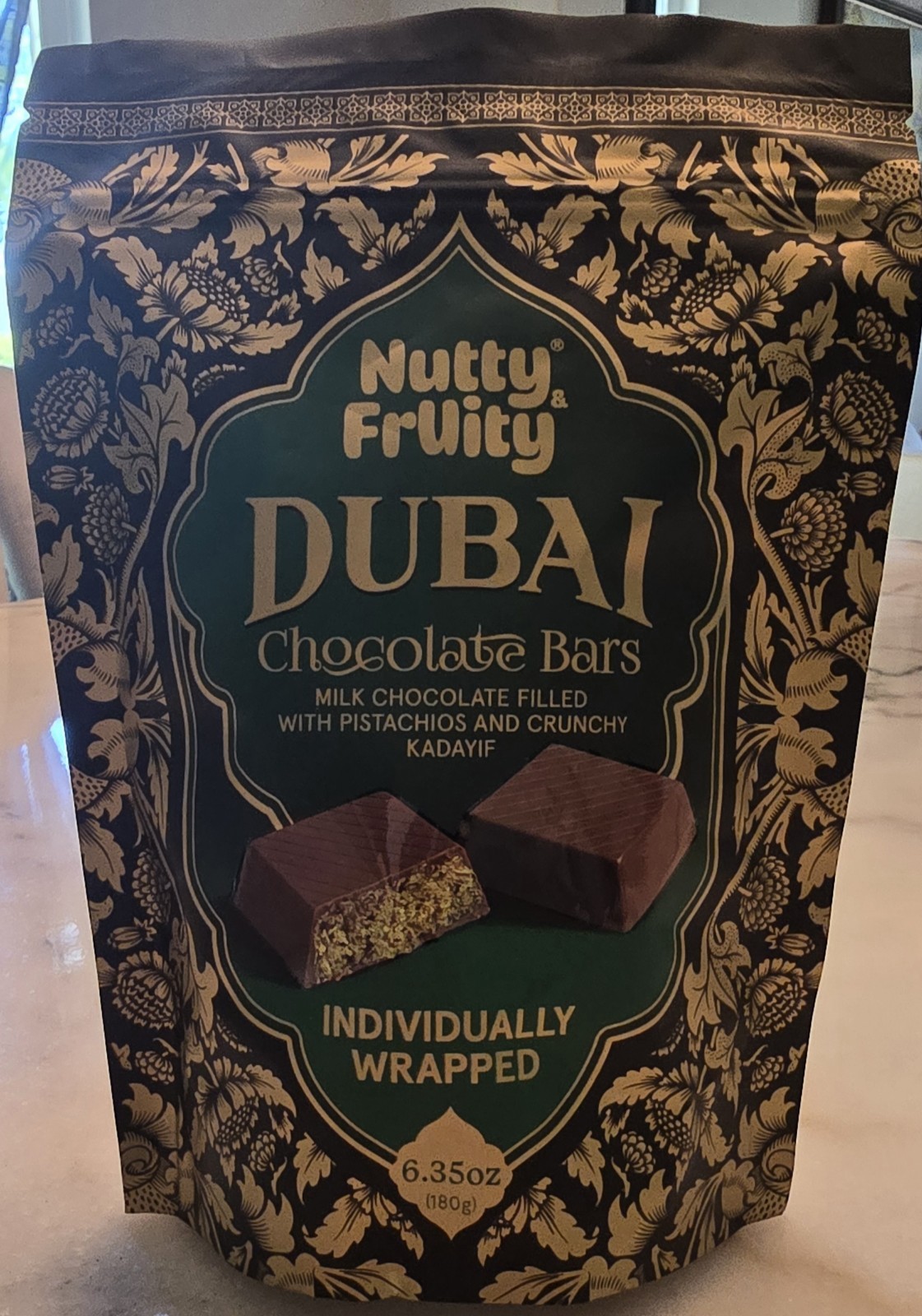 Nutty Fruity Dubai Chocolate Bars 180g Pistachios Crunchy Kadayif
