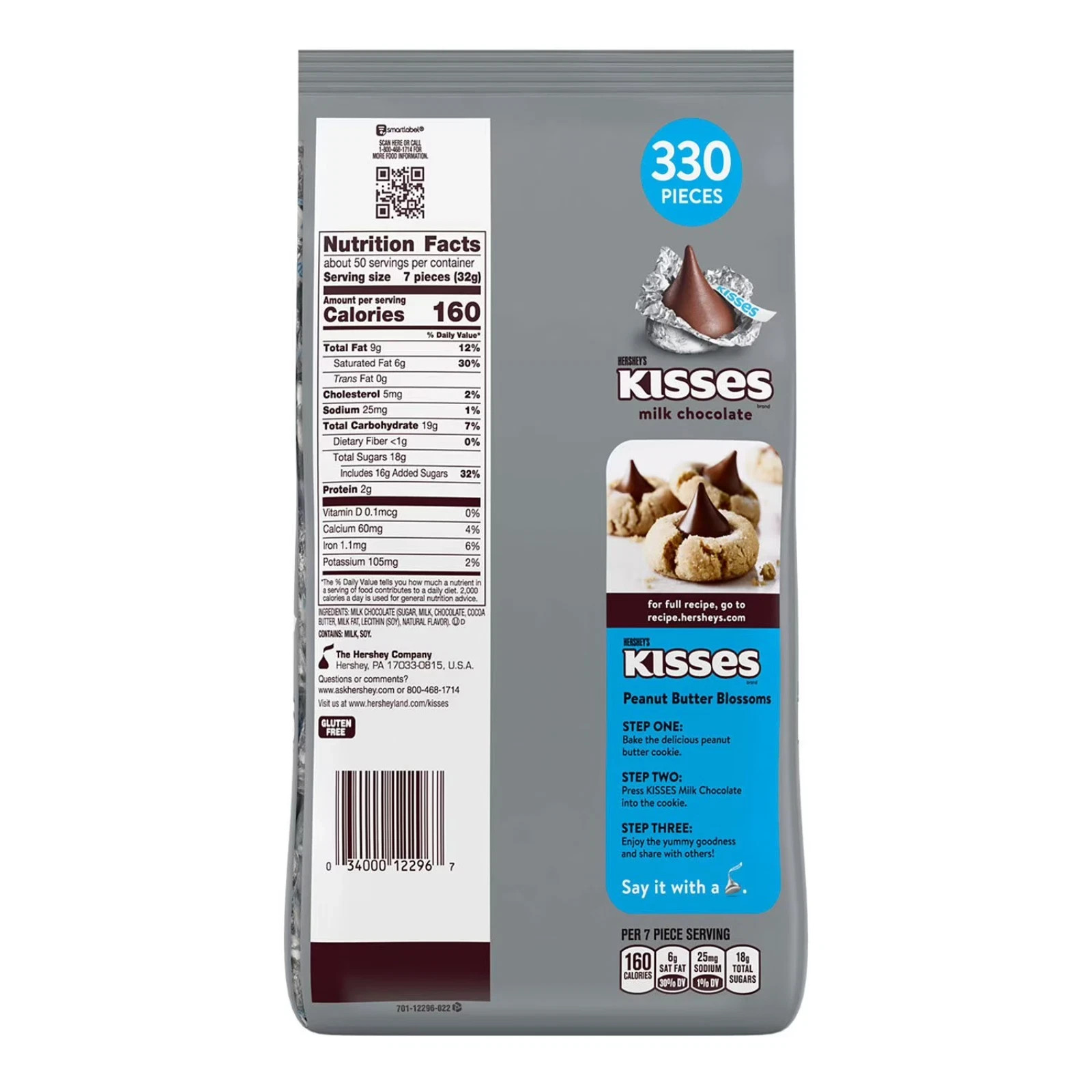Hershey’s Kisses Milk Chocolate Candy 56 oz 330 ct Bulk Party Bag