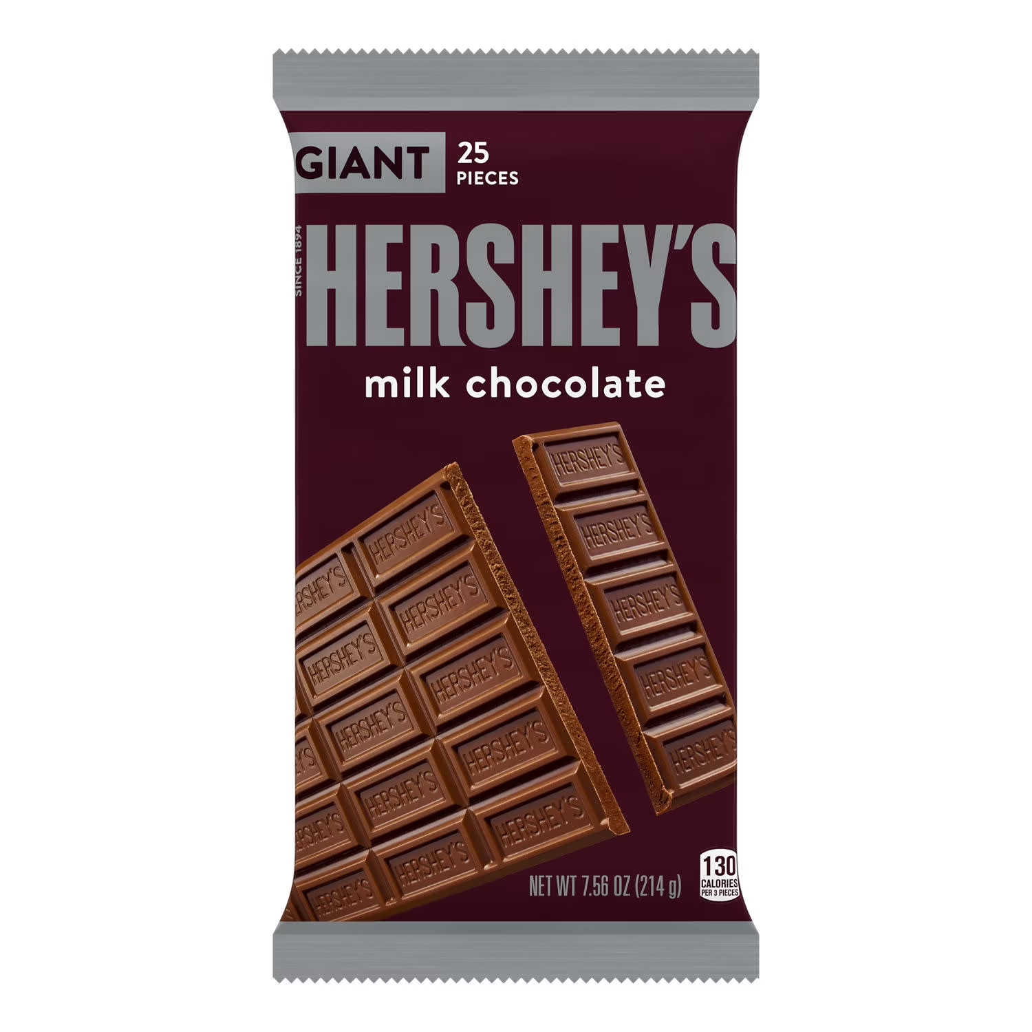 2pack Hershey’s Milk Chocolate Giant Candy, Bar 7.56oz, 25PIECES