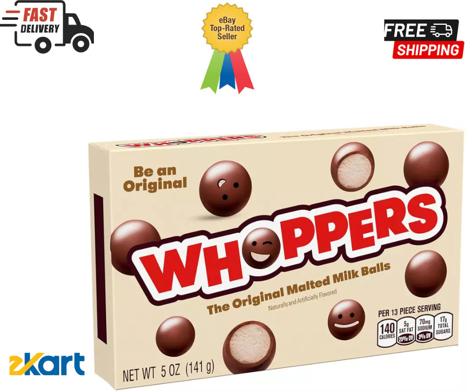 WHOPPERS Malted Milk Balls Candy Box, 5 oz 12 pack