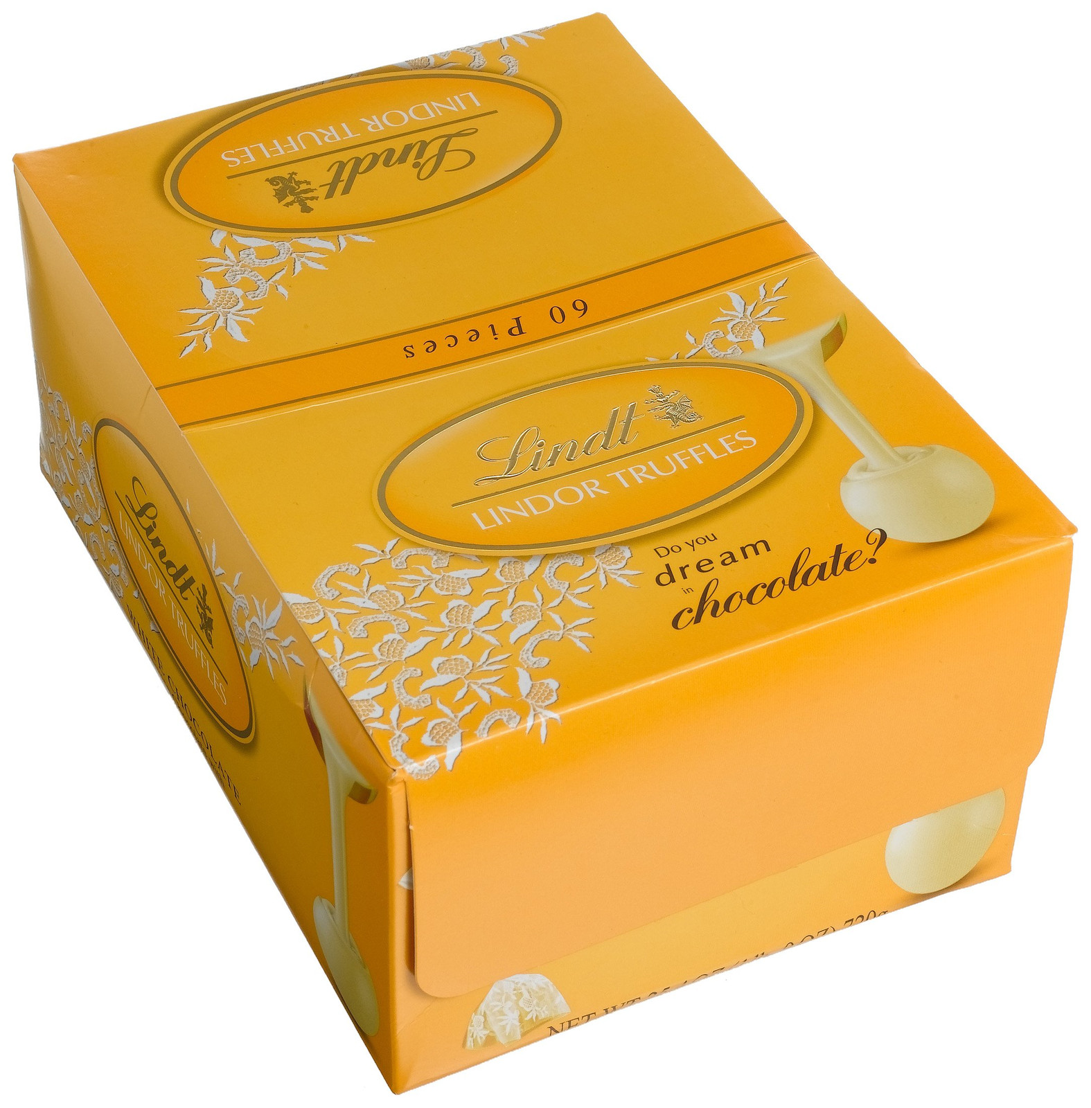 Lindt LINDOR White Chocolate Truffles Kosher 60 Count Box 25.4 Ounce