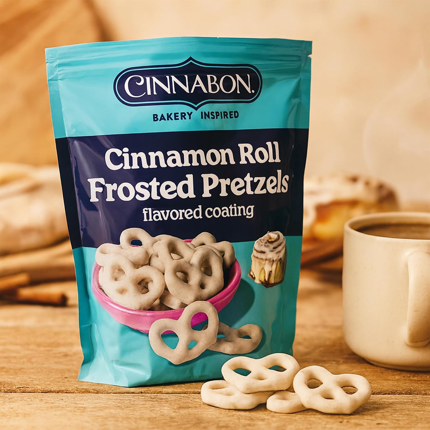 Cinnabon Bun Covered Pretzels | 5 Oz Bags (Pack of 3) | No Artificial Flavors, P