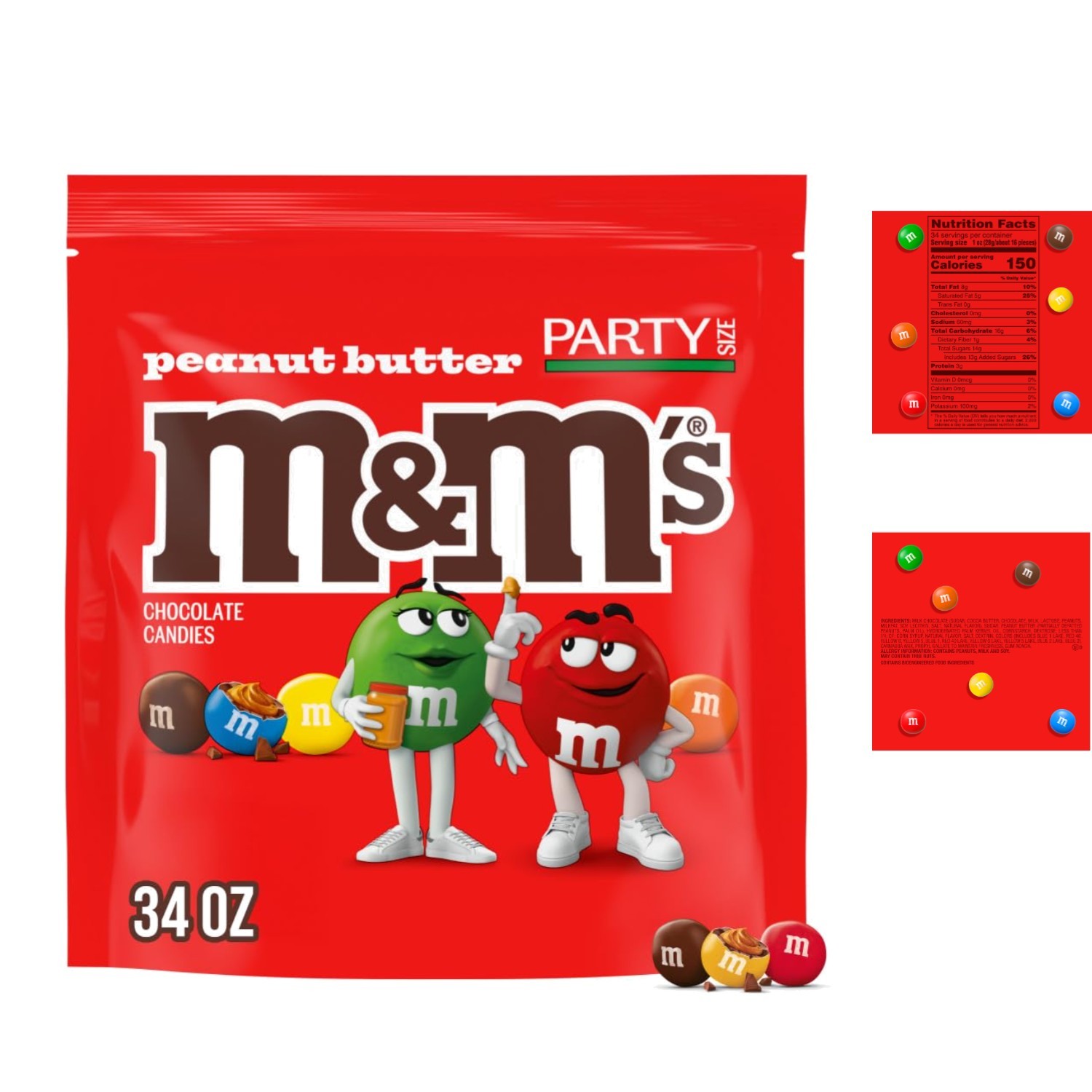 Crunchy Candy Coated Peanut Butter Chocolate – 34 oz Bag for Super Bowl Parties