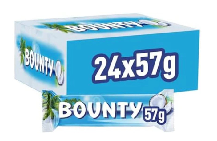 🥥 Bounty Milk Chocolate Bars – 24 Pack (2-Piece Bars, 57g Each)–SAME DAY SHIP!!