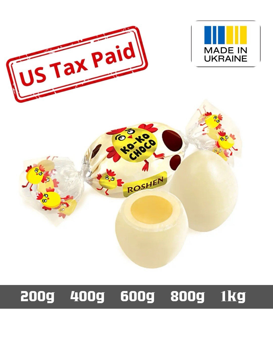 Chocolate candies Roshen Ko-Ko Choco White, Ukrainian Candy
