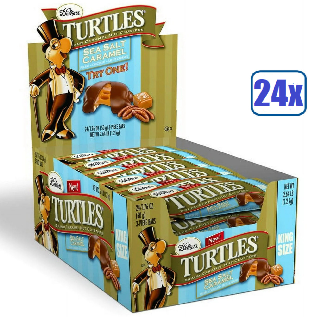 Full Box 24x Packs Turtles Sea Salt Caramel King Size Bar – 1.76oz