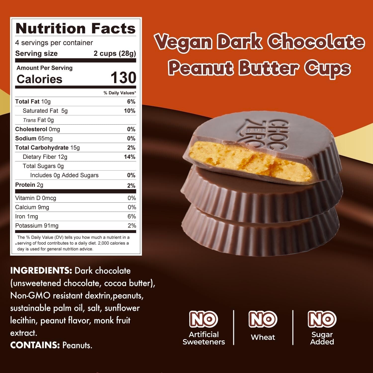 Guilt-Free Dark Chocolate Peanut Butter Cups – Low Carb, 32 Cups Total