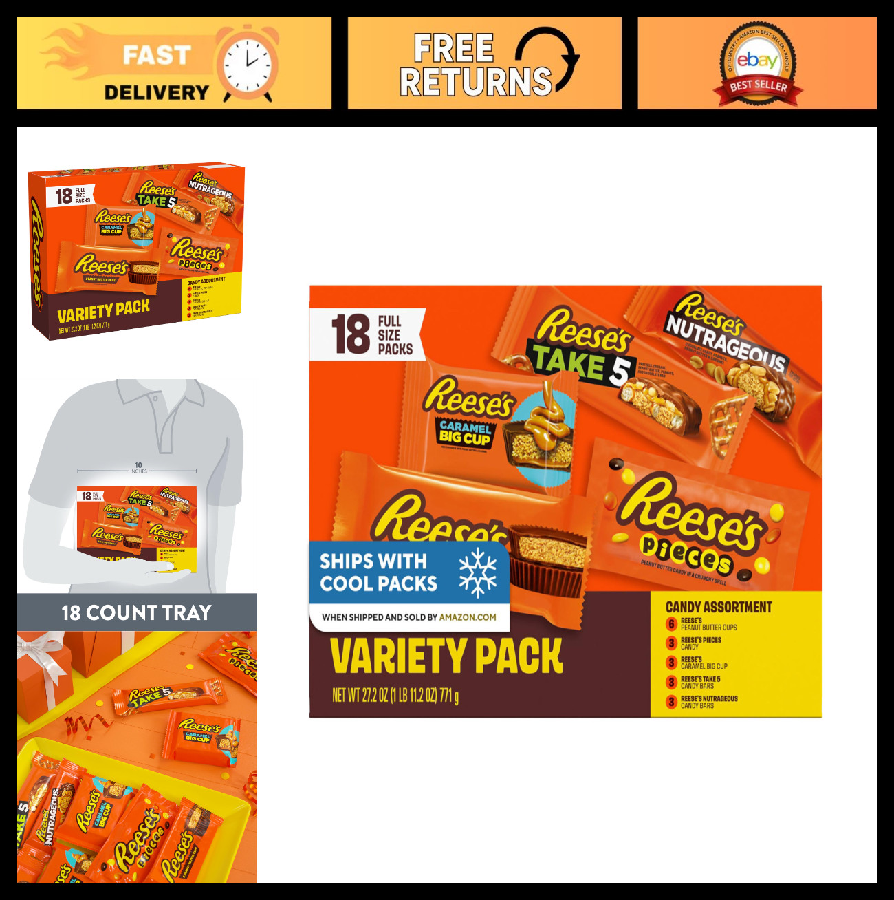 Assorted Peanut Butter Candy Variety Pack – 27.2 oz (18 Count) – Sweet Treats!