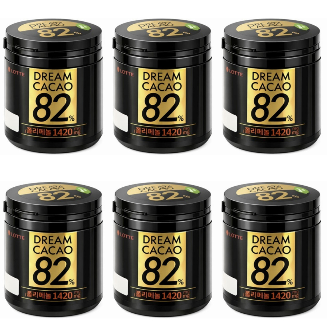 Lotte Dream Cacao 82% Polyphenol 1420mg Real Dark Chocolate Cube 86g x 6EA