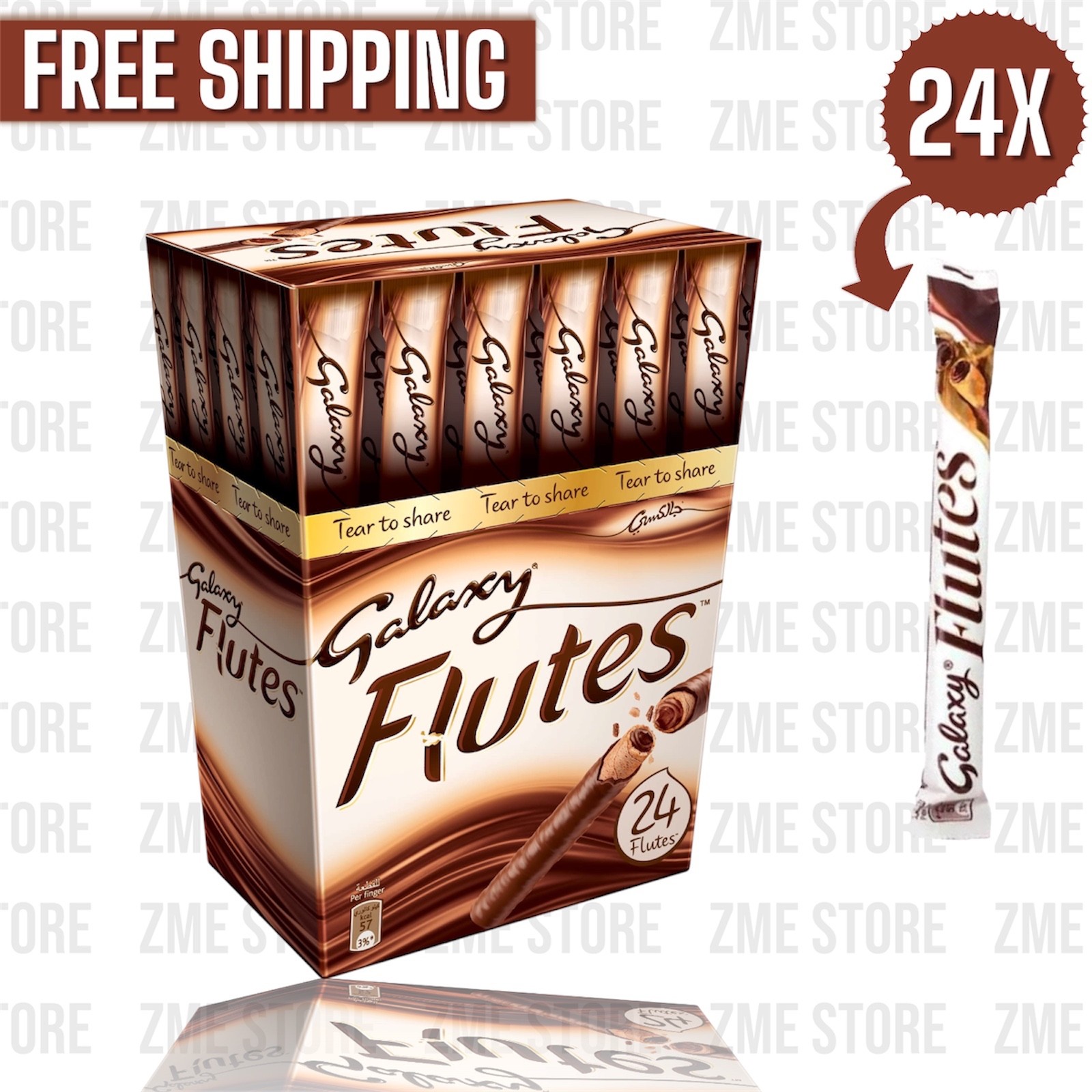 24 X Galaxy Chocolate Flutes Singles 11.25g Halal