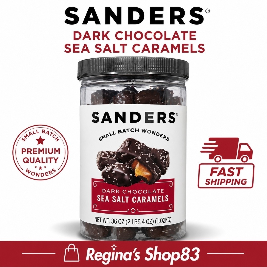 Sanders Dark Chocolate Sea Salt Caramels 36oz Small Batch Chocolate Candy Tub…