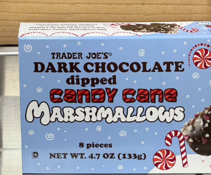 Trader Joe’s Dark Chocolate Dipped Candy Cane Marshmallows Rare New 8 CT