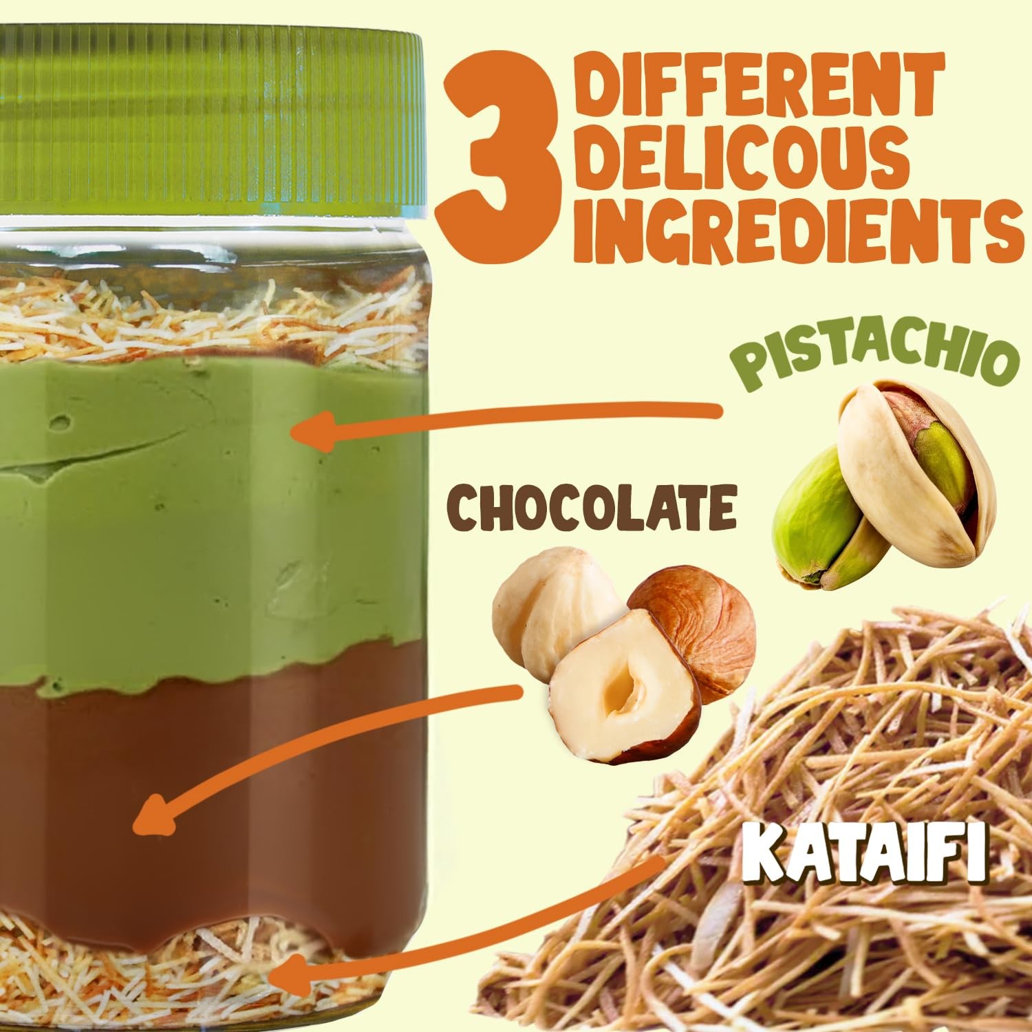 Dubai Spreadable Chocolate– Pistachio Spread with Roasted Phyllo Kataifi, Gou…