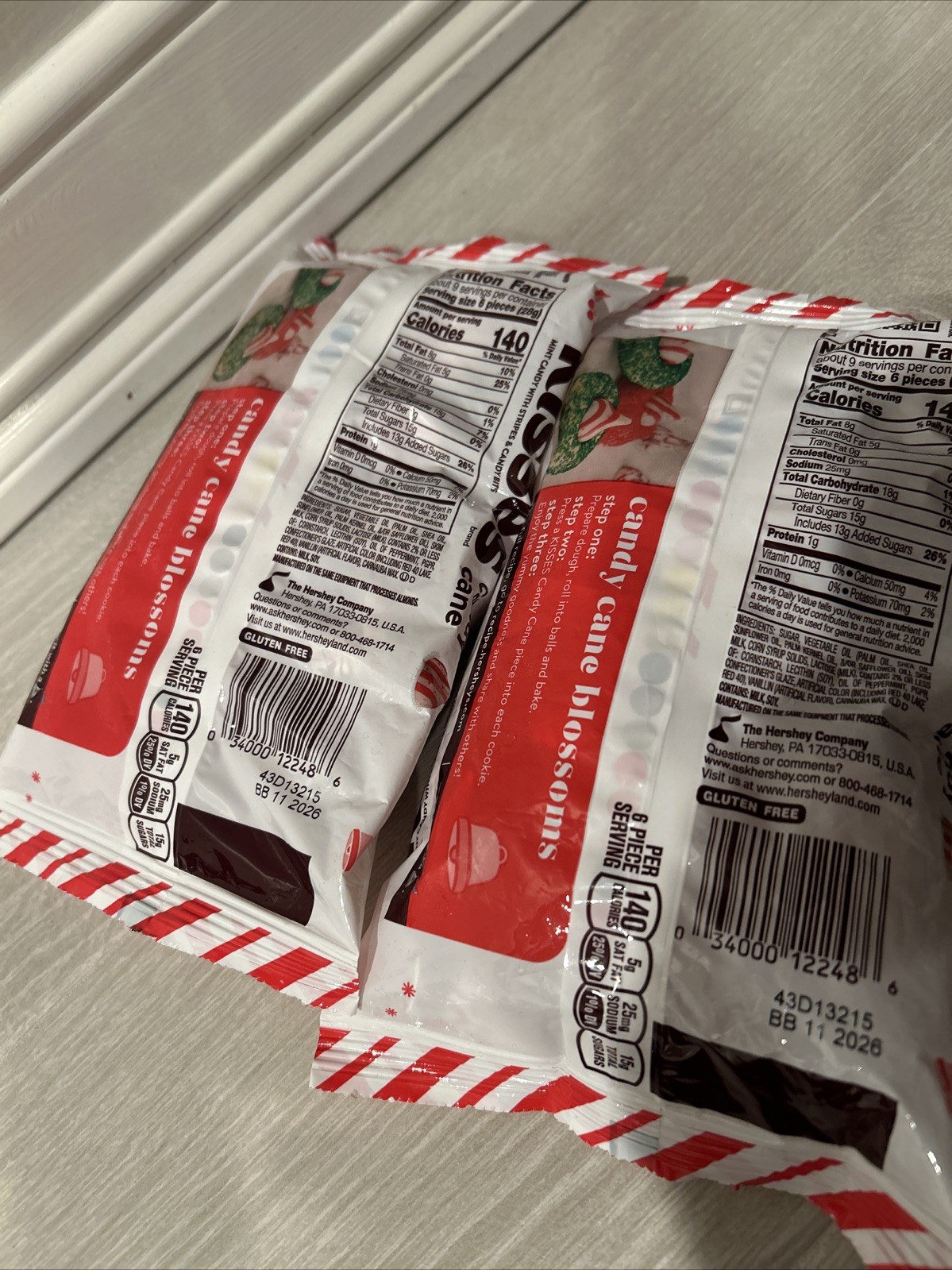 Hershey’s Kisses ~ Candy Cane White Chocolate Candy 9 oz, Exp. 11/2026 ~ 2 Bags