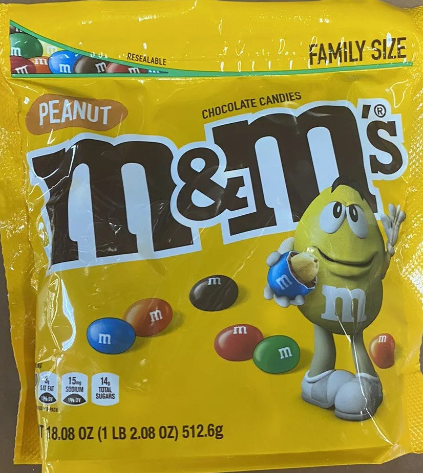 M&M’s Peanut Milk Chocolate Candy FAMILY SIZE – 18.08 oz Bag