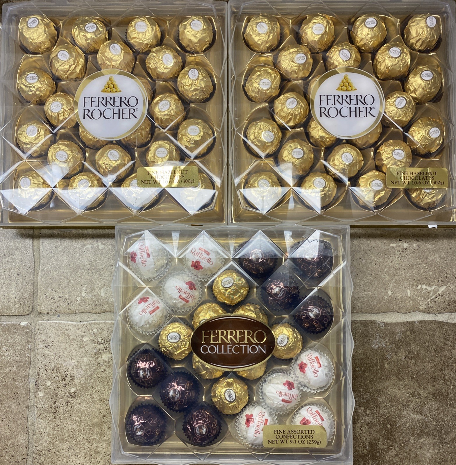 3 Ferrero Rocher Fine Hazelnut Chocolates 24 count 10.6 ounce Gift Box