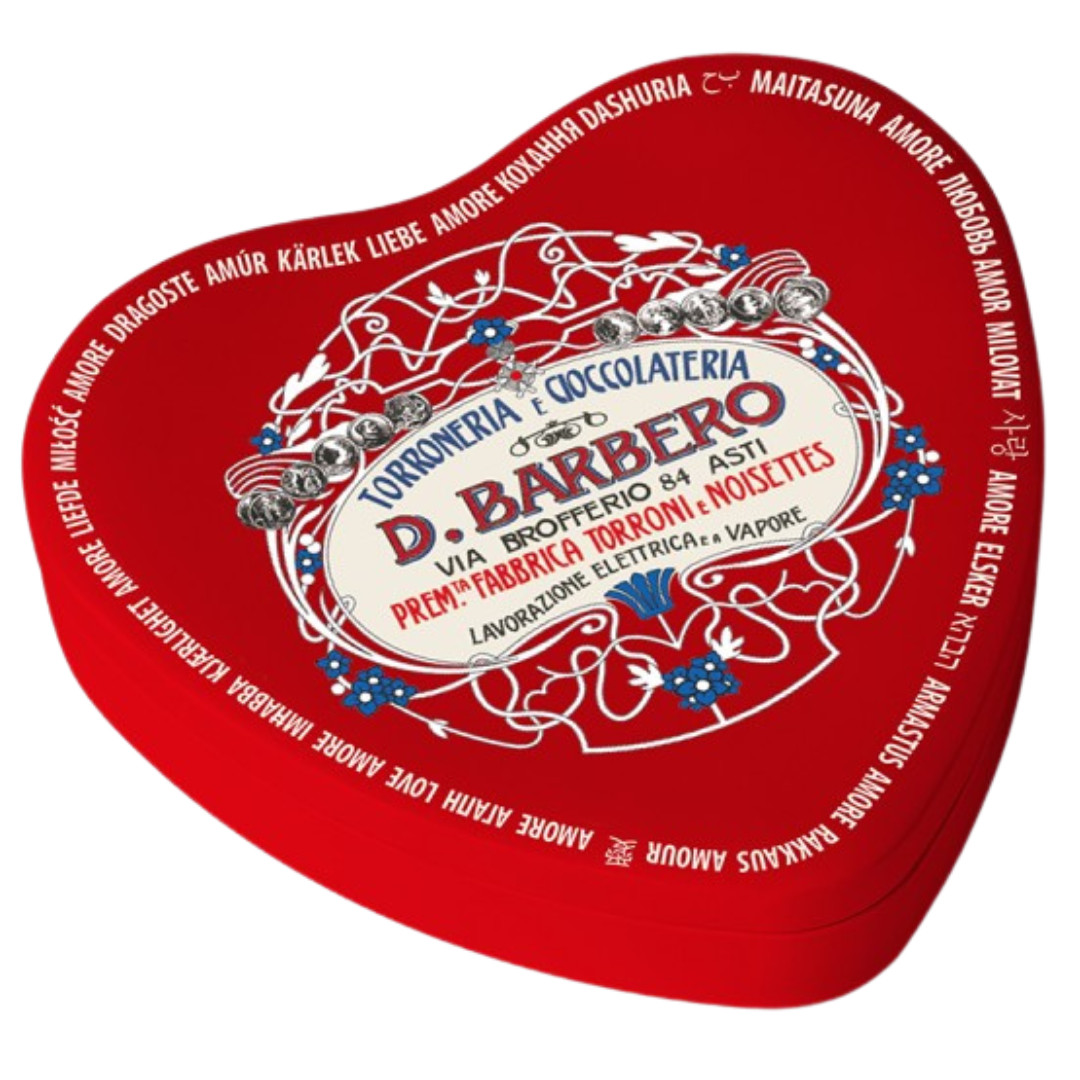 D. Barbero Heart-Shaped Tin with Classic & Dark Gianduiotti Chocolates – 150g
