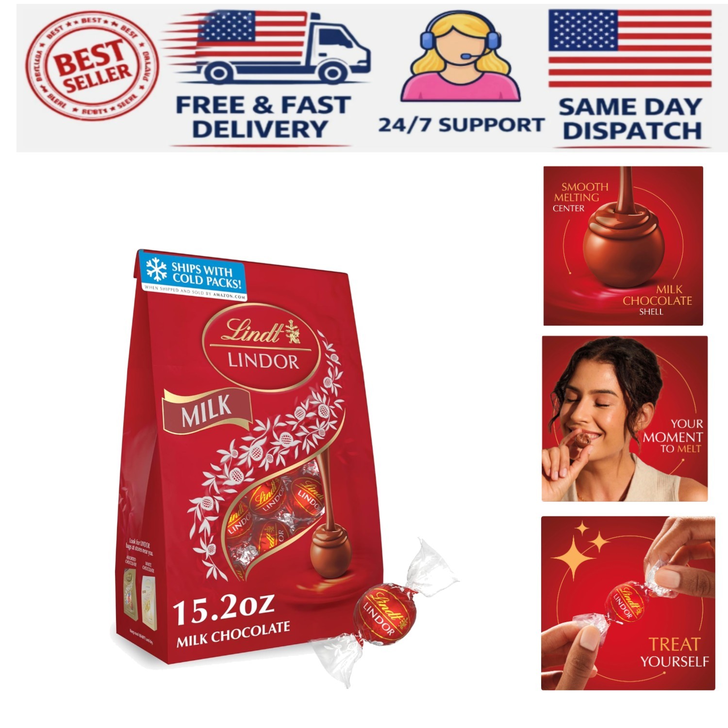 Lindt Milk Chocolate Truffles 15.2 oz – Smooth Melting Centers for Gifting